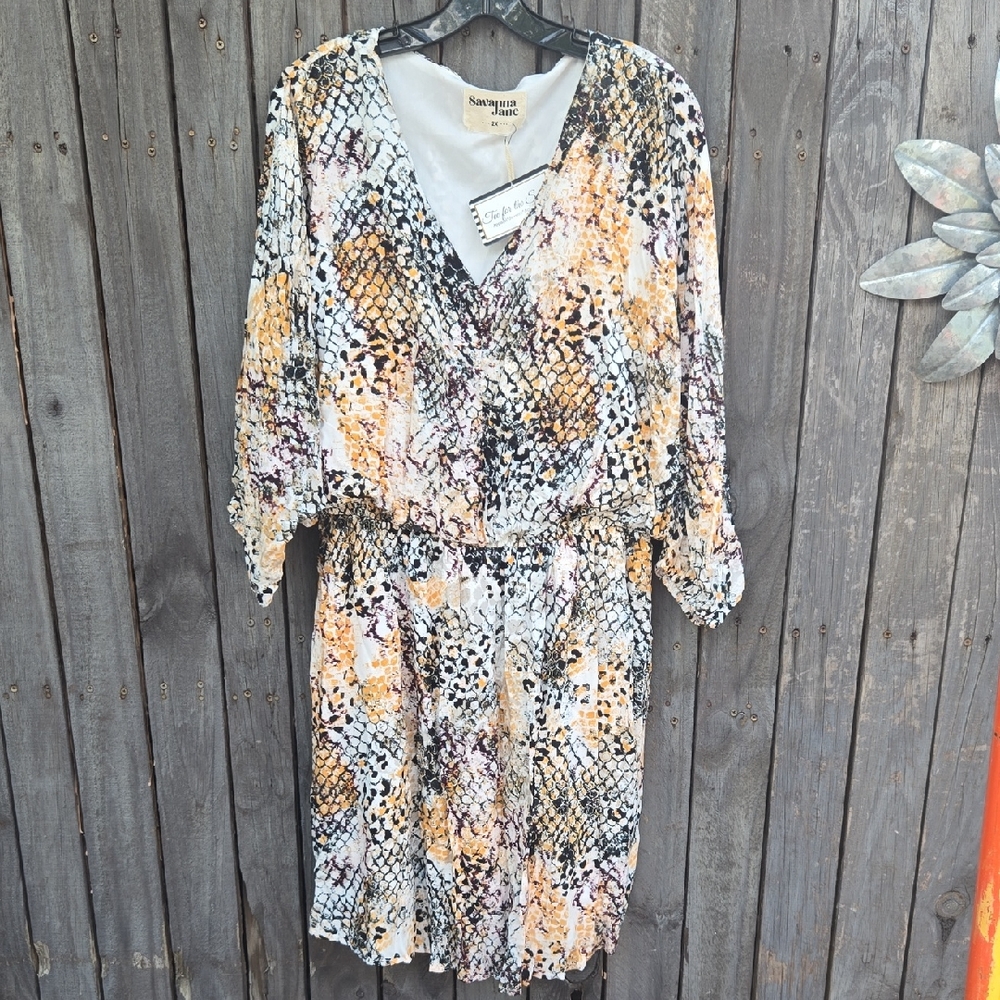 Savanna Jane Yellow Snake-Print Wrap Dress